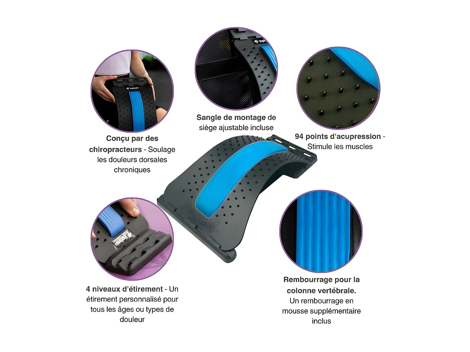 Appareil d'Étirement Lombaire INPHYSIO 94 points d’acupression